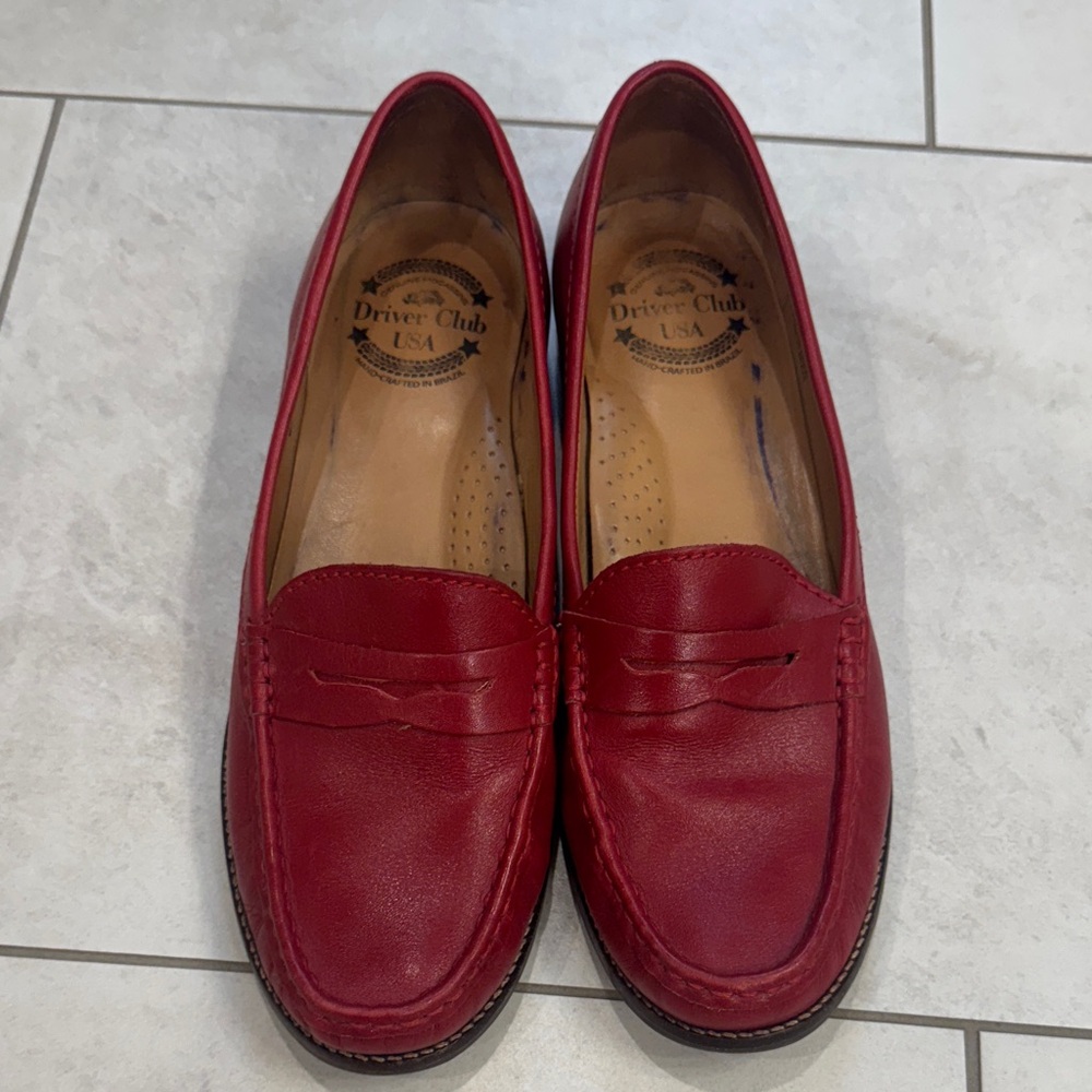 Red leather penny loafer